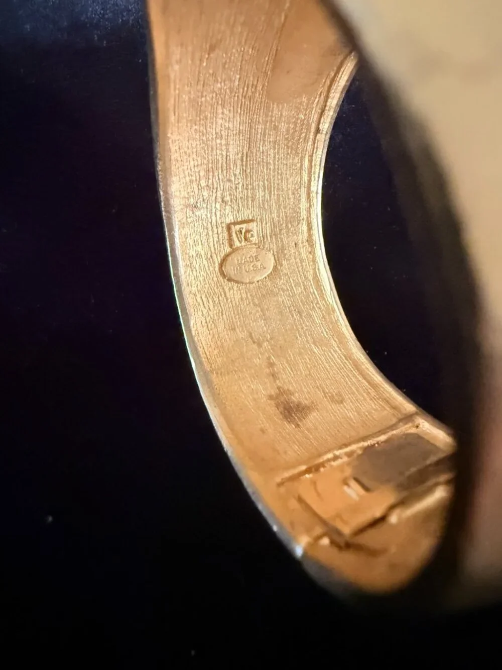 Les Bernard Vogue Matte Gold Hinged Bangle Bracelet VO